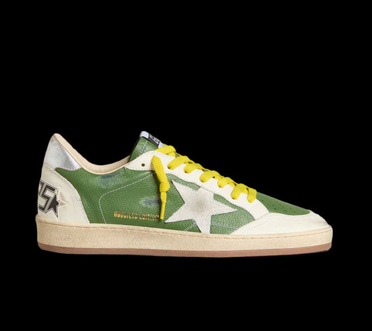 Ball Star LTD green nappa leather with white suede star metallic silver leather