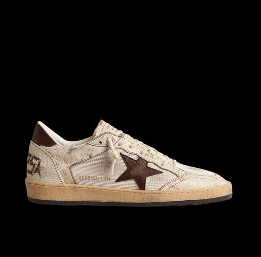 Ball Star LTD ecru leather and white mesh with brown star