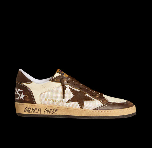 Ball Star nappa mesh with suede star brown leather