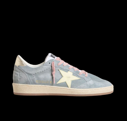 Ball Star powder blue suede with cream colored leather star