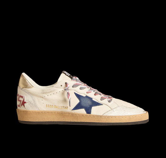 Ball Star nappa leather with blue suede star and platinum leather