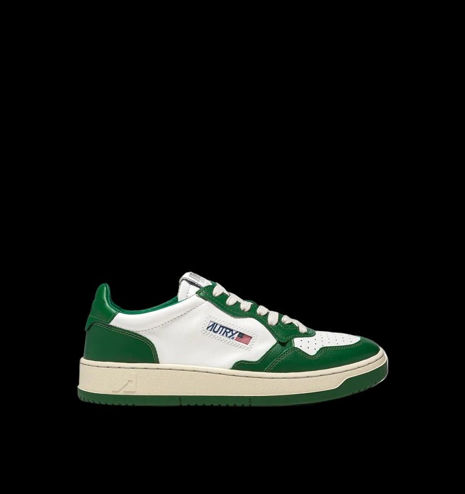 MEDALIST LOW BICOLOR SNEAKERS WHITE AND GREEN LEATHER - VESTRA