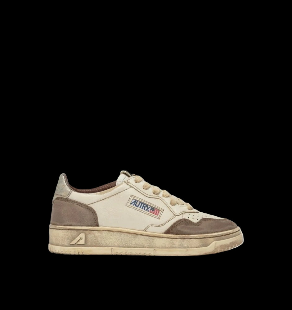 MEDALIST LOW SNEAKERS SUPER VINTAGE WHITE AND SILVER LEATHER - VESTRA