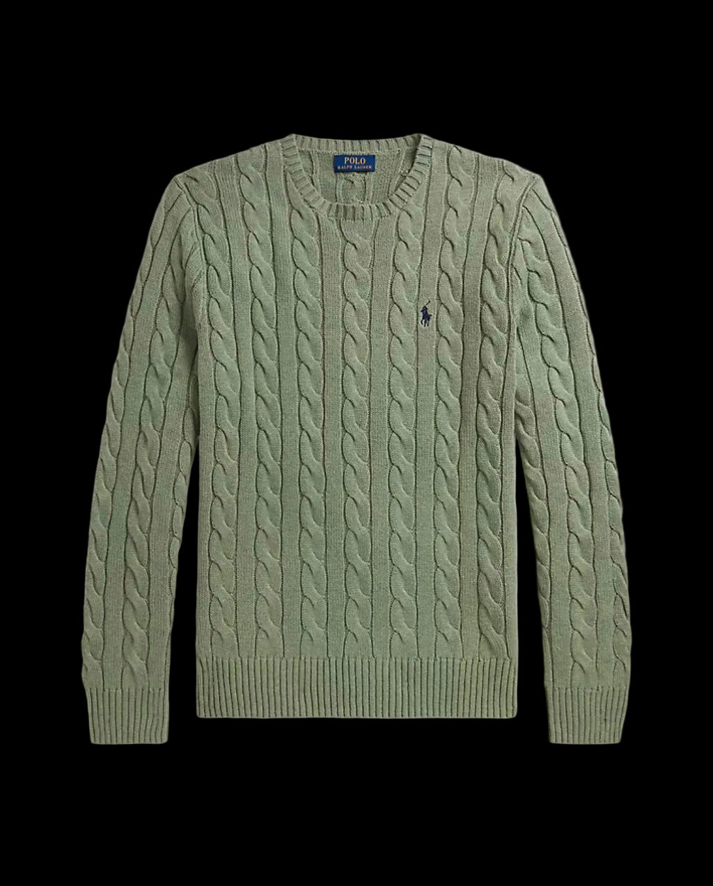 Polo Ralph Lauren Cable-Knit Cotton Sweater Fern Green Heather.