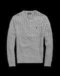 Polo Ralph Lauren Cable-Knit Cotton Sweater Fawn Grey Heather.
