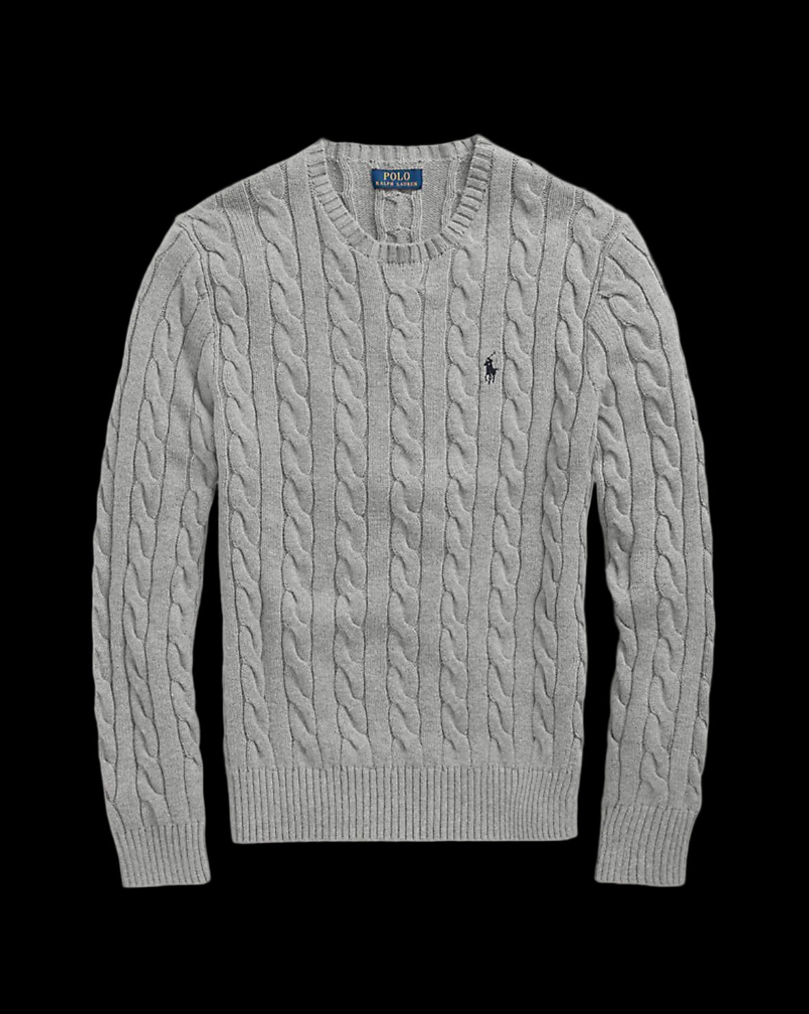Polo Ralph Lauren Cable-Knit Cotton Sweater Fawn Grey Heather.