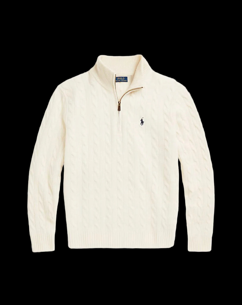 Polo Ralph Lauren Cable-Knit Quarter-Zip Sweater Andover Cream.