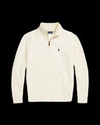 Polo Ralph Lauren Cable-Knit Quarter-Zip Sweater Andover Cream.