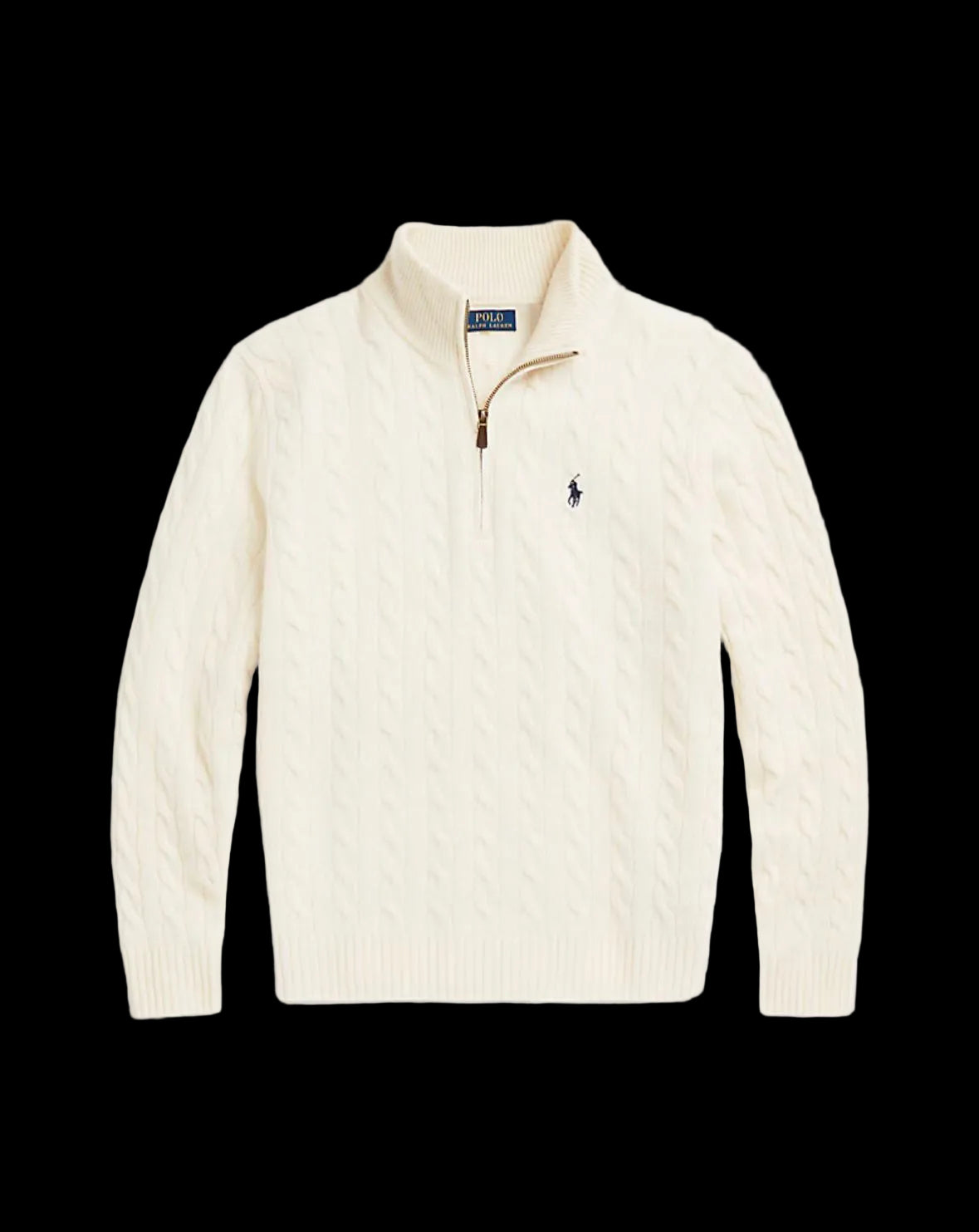 Polo Ralph Lauren Cable-Knit Quarter-Zip Sweater Andover Cream.