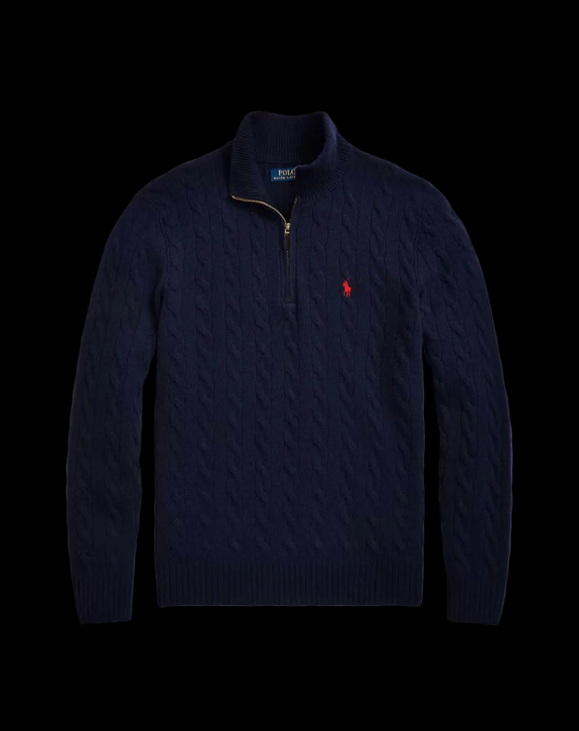 Polo Ralph Lauren Cable-Knit Quarter-Zip Sweater Hunter Navy.