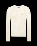 Women Polo Ralph Lauren Cable-Knit Cotton Crewneck Sweater Cream.