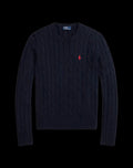 Women Polo Ralph Lauren Cable-Knit Cotton Crewneck Sweater Hunter Navy.