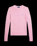 Women Polo Ralph Lauren Cable-Knit Cotton Crewneck Sweater Carmel Pink.