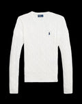 Women Polo Ralph Lauren Cable-Knit Cotton Crewneck Sweater White.