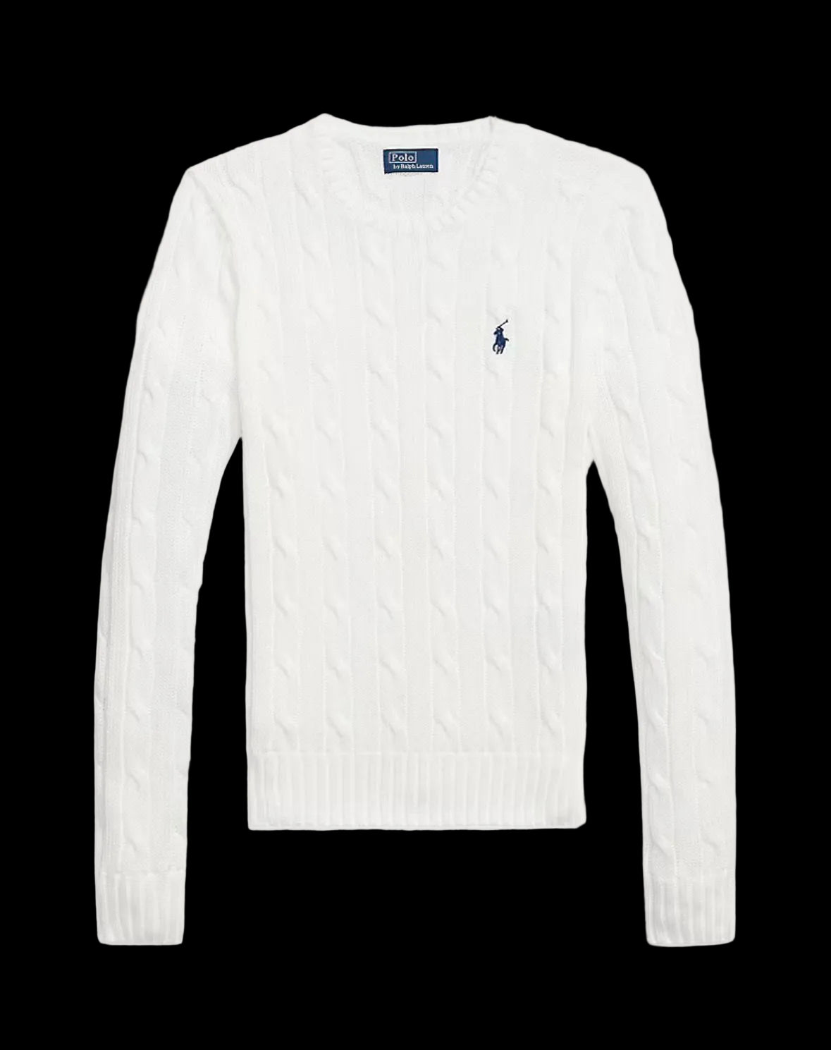 Women Polo Ralph Lauren Cable-Knit Cotton Crewneck Sweater White.