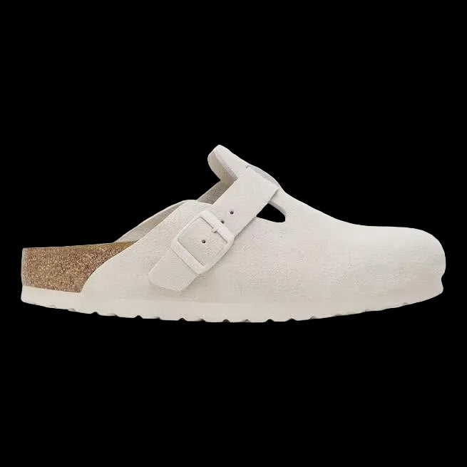 Birkenstock Boston Soft Footbed Antique White.