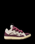 LANVIN CURB LEATHER SNEAKERS Beige/Burgundy.