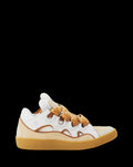 LANVIN CURB LEATHER SNEAKERS Optic White/Honey.