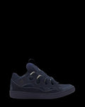 LANVIN CURB LEATHER SNEAKERS Navy Blue.