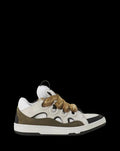 LANVIN CURB LEATHER SNEAKERS Blanc/Kaki.