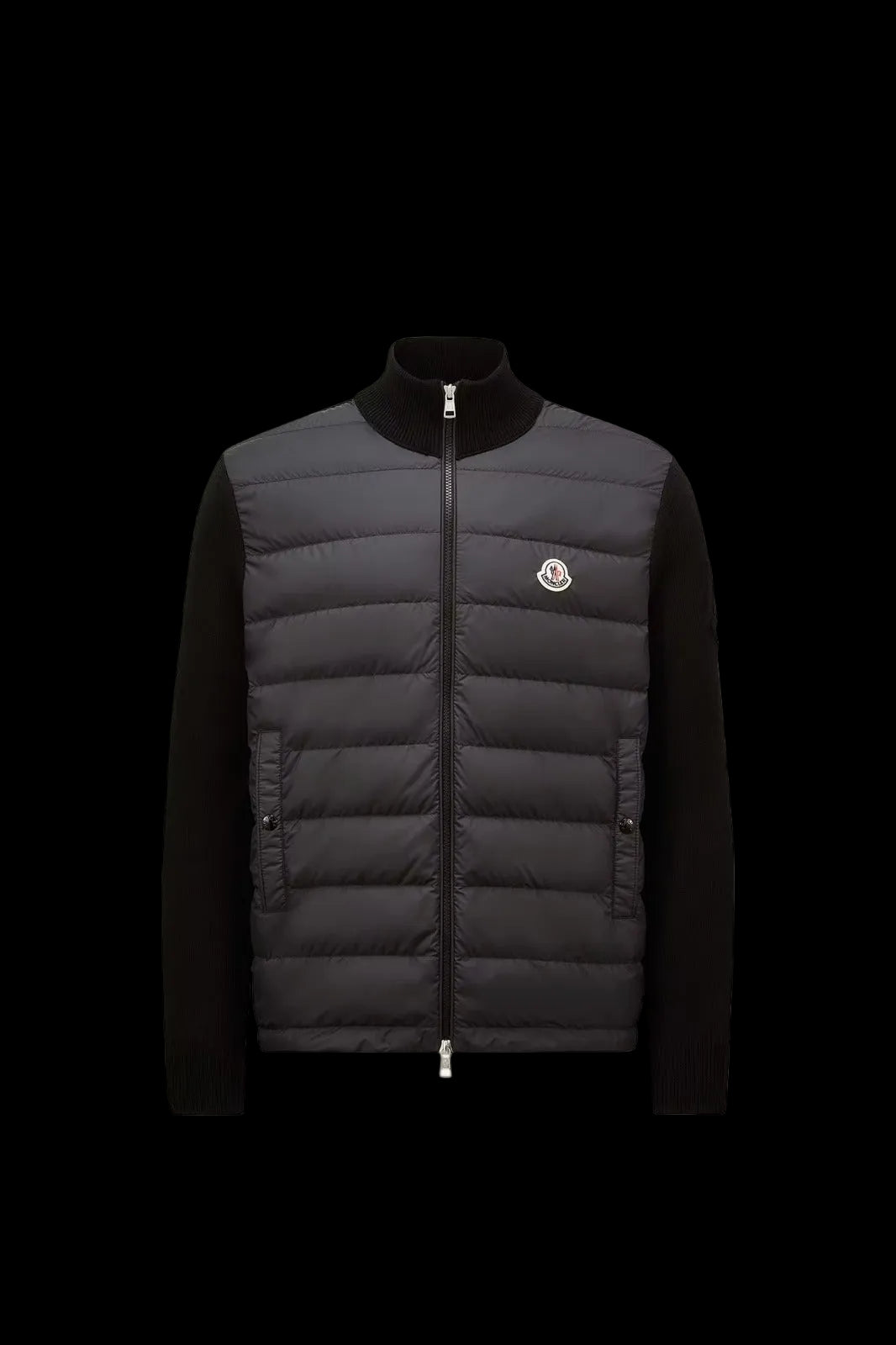 Moncler Padded Zip-Up Cotton Cardigan Black.