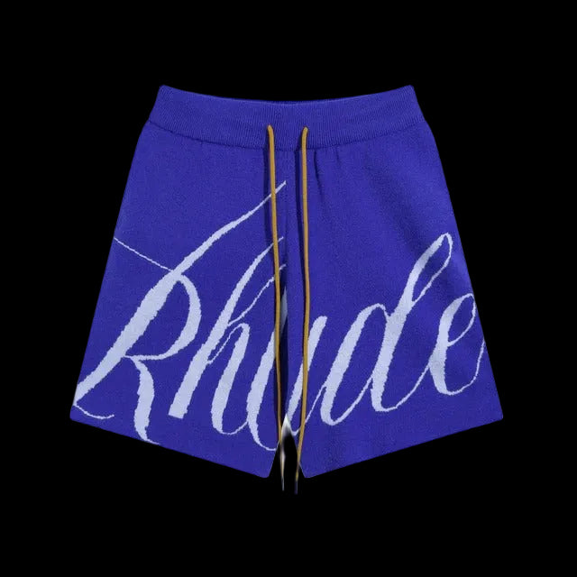 Rhude Knit Script Short Blue