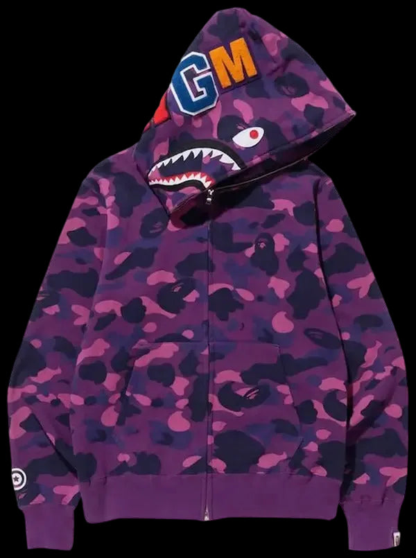 A BATHING APE® Color Camo Shark Full Zip Hoodie Purple