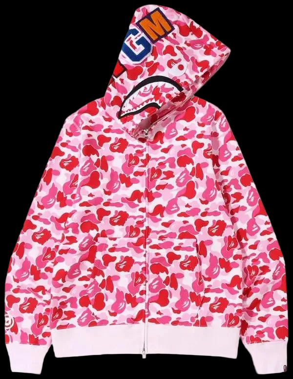 A BATHING APE® ABC Camo Shark Full Zip Hoodie Pink