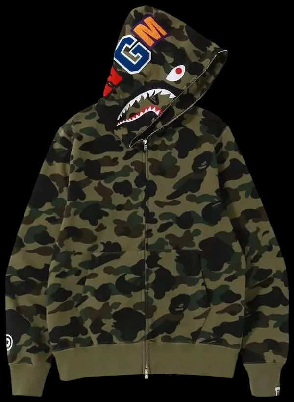 A BATHING APE® 1st Camo Shark Full Zip Hoodie Green