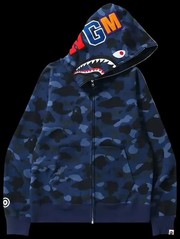 A BATHING APE® Color Camo Shark Full Zip Hoodie Navy