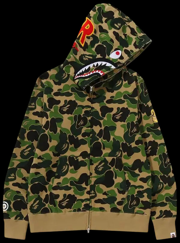 A BATHING APE® ABC Camo Shark Full Zip Hoodie 'Green'