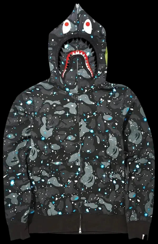 A BATHING APE® Space Camo Shark Full Zip Hoodie Black