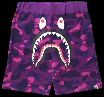 A BATHING APE® Color Camo Shark Sweat Shorts Purple