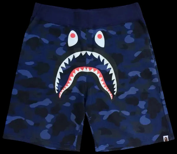 A BATHING APE® Camo Shark Sweat Shorts Navy