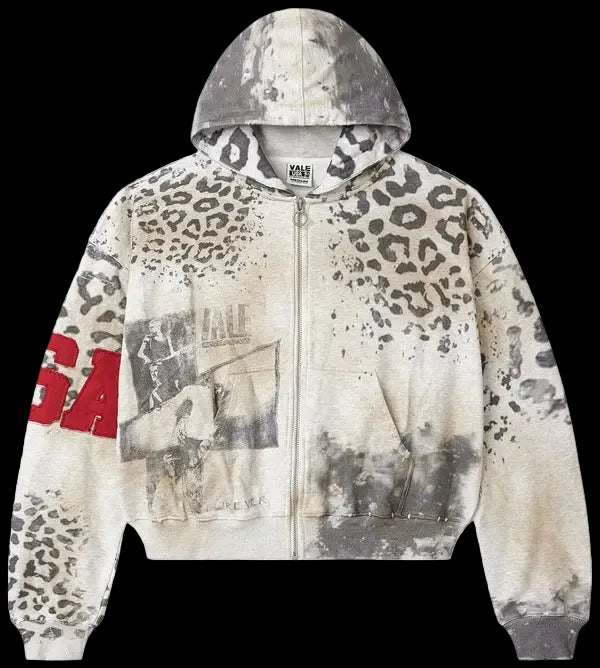 Vale Forever Cheetah Zip Up Grey