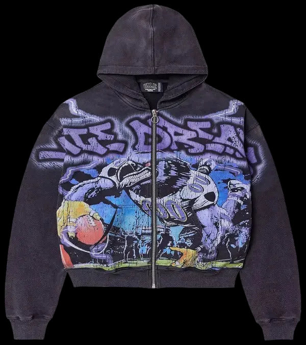 Vale Forever Raven Zip Up Hoodie Black