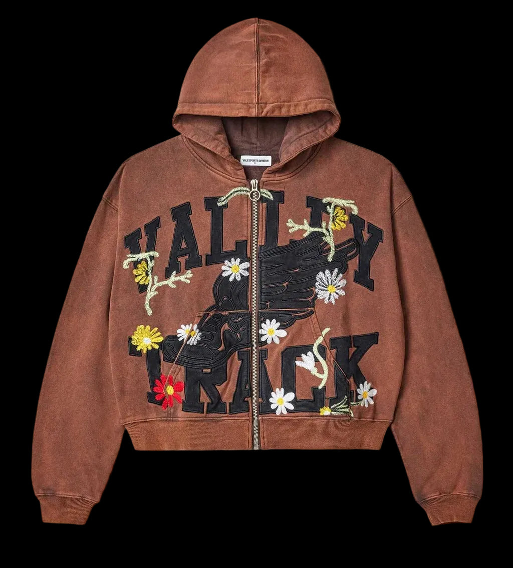 Vale Hamony Garden Zip Up Hoodie Brown