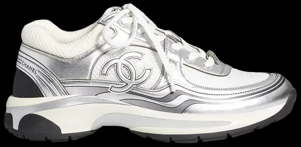 Chanel CC Logo Sneaker White Silver