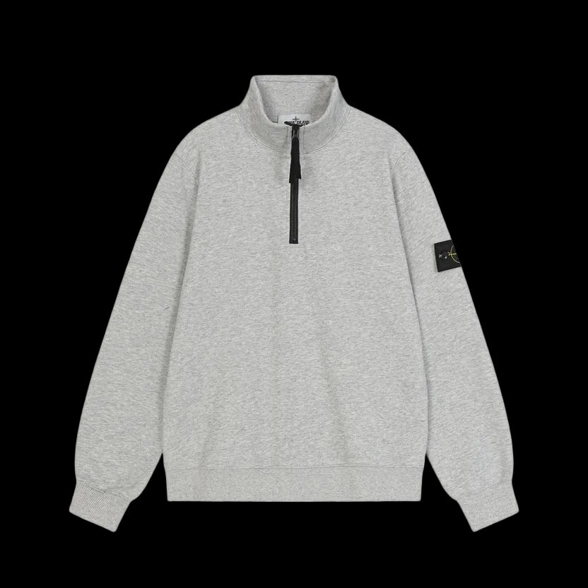 Stone Island Organic Cotton Fleece Half Zip Sweater Grey