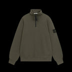 Stone Island Organic Cotton Fleece Half Zip Sweater Olive Green Stone Island