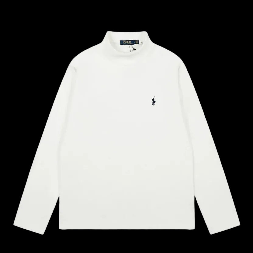 Polo Ralph Lauren Soft Cotton Interlock Turtleneck Shirt White/ Blue