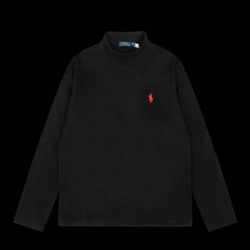 Polo Ralph Lauren Soft Cotton Interlock Turtleneck Shirt Black/ Red