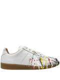 Maison Margelia Paint Replica Sneakers Dirty Wash White.