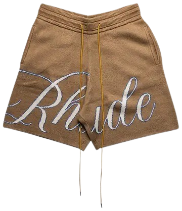 Rhude Script Logo Knit Short Ivory/Tan