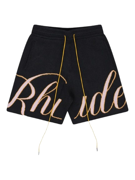 Rhude Knit Script Short Black Pink/Orange