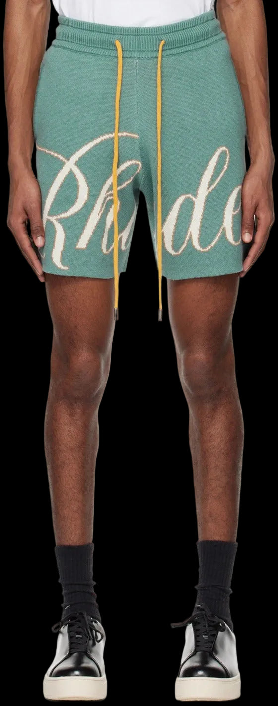Rhude Script Logo Knit Short Ivory/Sage