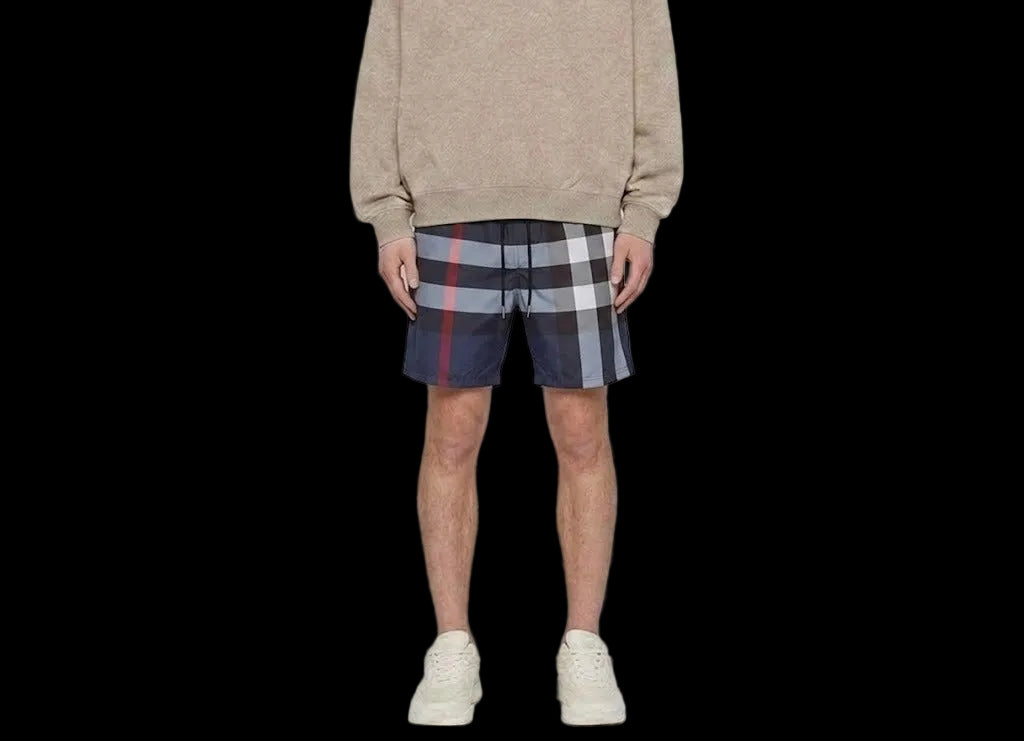 Burberry Check Swim Shorts Carbon Blue