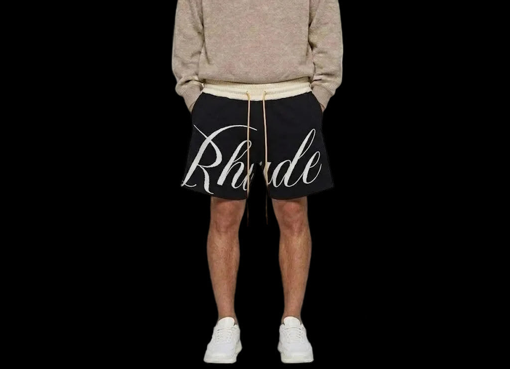 Rhude Script Logo Knit Short Black/Creme