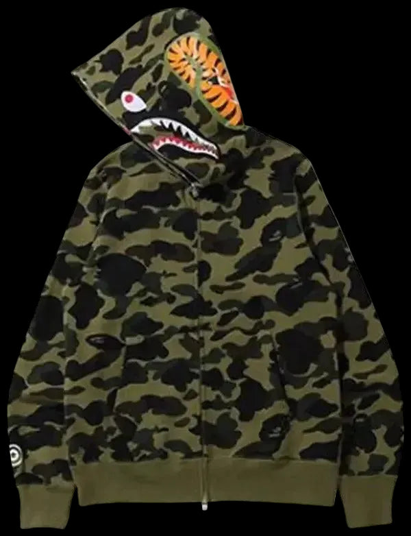 A BATHING APE® 1st Camo Shark Full Zip Hoodie Green