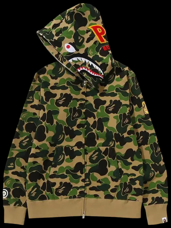 A BATHING APE® ABC Camo Shark Full Zip Hoodie 'Green'
